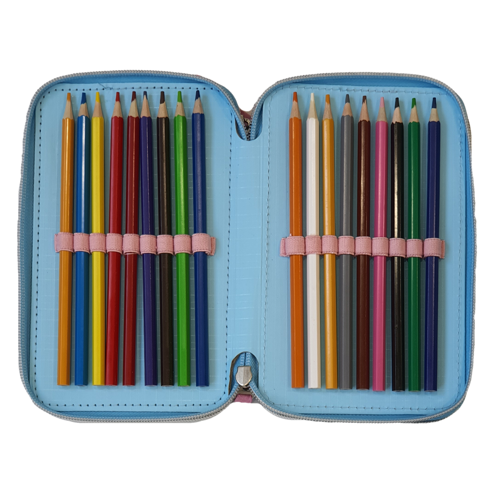 Astuccio Scuola 3d Frozen Ii DISNEY Elsa Anna Multiscomparto 3 Zip Portacolori Pennarelli Giotto - Fr0794