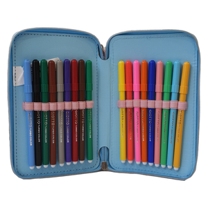 Astuccio Scuola 3d Frozen Ii DISNEY Elsa Anna Multiscomparto 3 Zip Portacolori Pennarelli Giotto - Fr0794