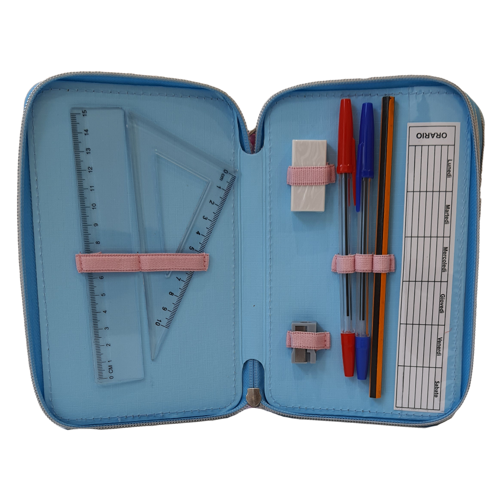 Astuccio Scuola 3d Frozen Ii DISNEY Elsa Anna Multiscomparto 3 Zip Portacolori Pennarelli Giotto - Fr0794