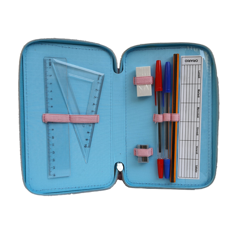 Astuccio Scuola 3d Frozen DISNEY Elsa Anna Multiscomparto 3 Zip Pastelli Fila Pennarelli Giotto - Fr0632