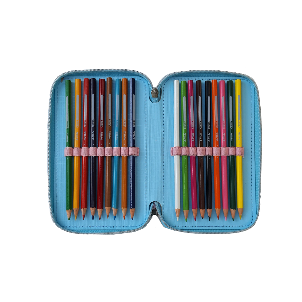 Astuccio Scuola 3d Frozen DISNEY Elsa Anna Multiscomparto 3 Zip Pastelli Fila Pennarelli Giotto - Fr0632