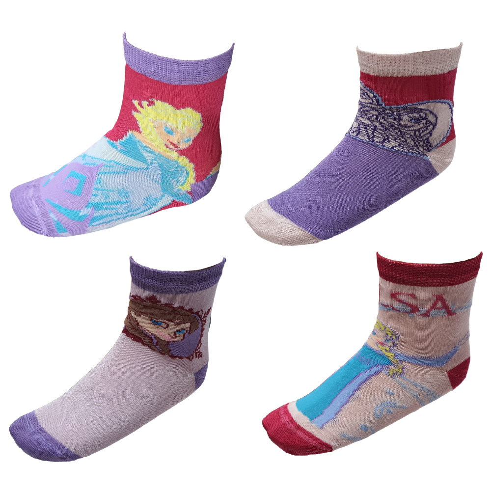 Calzini Frozen DISNEY Elsa Anna in Cotone Mercerizzato 4 Paia Taglie 23/34 - Fro0619