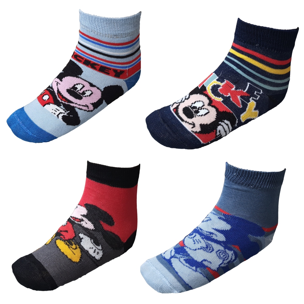 Calzini Mickey Mouse DISNEY Topolino in Cotone Mercerizzato 4 Paia Taglie 23/34 - Mik485