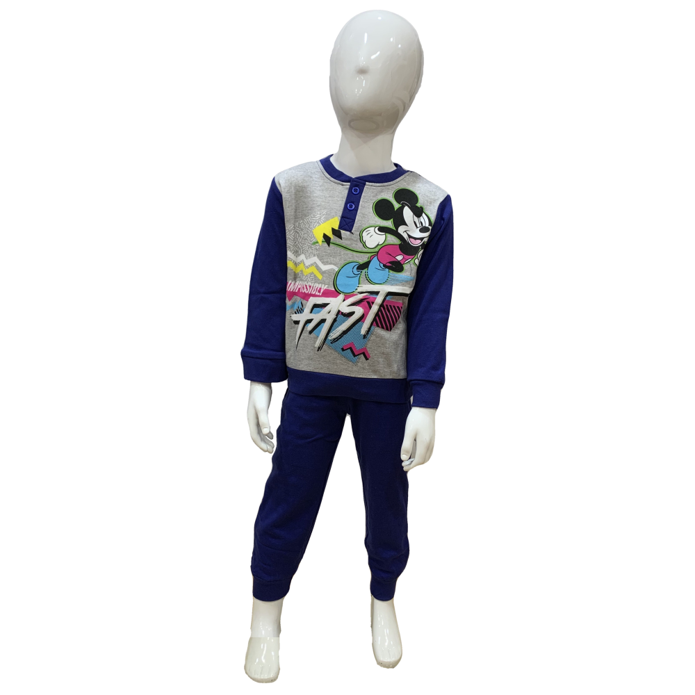 Pigiama Lungo Mickey Mouse DISNEY Topolino T-Shirt Pantalone 100% Cotone Interlock 3/6 Anni - 0927/b