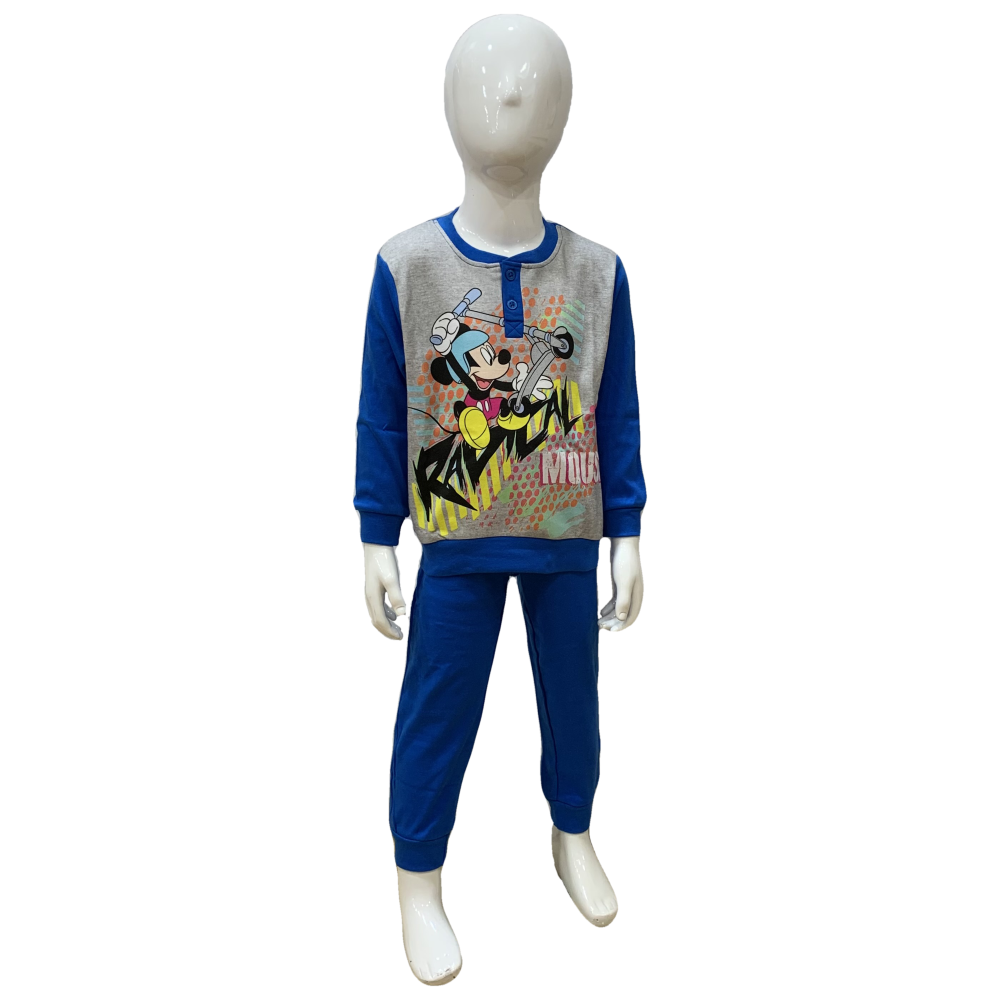 Pigiama Lungo Mickey Mouse DISNEY Topolino T-Shirt Pantalone 100% Cotone Interlock 3/6 Anni - 0927/c