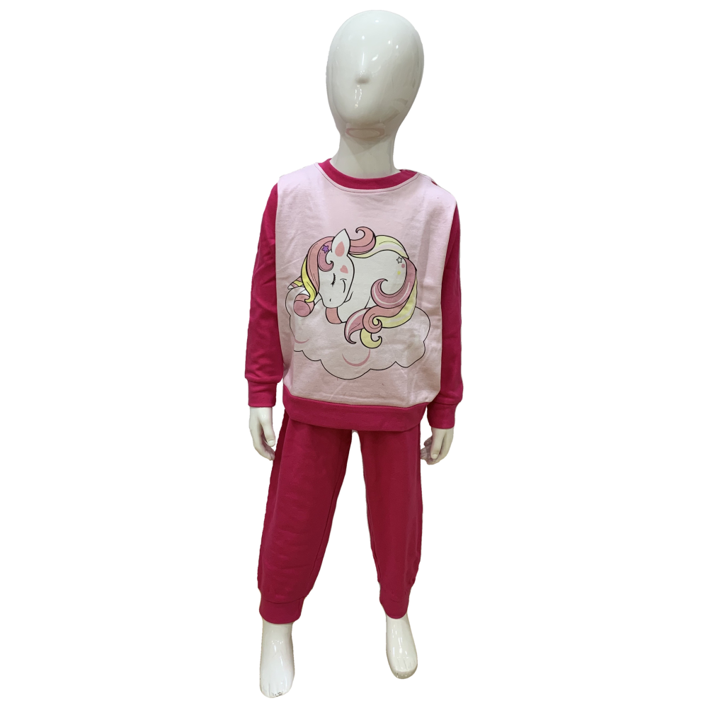 Pigiama Lungo Unicorno T-Shirt Pantalone 100% Cotone Interlock 12/30 Mesi - 1043/f