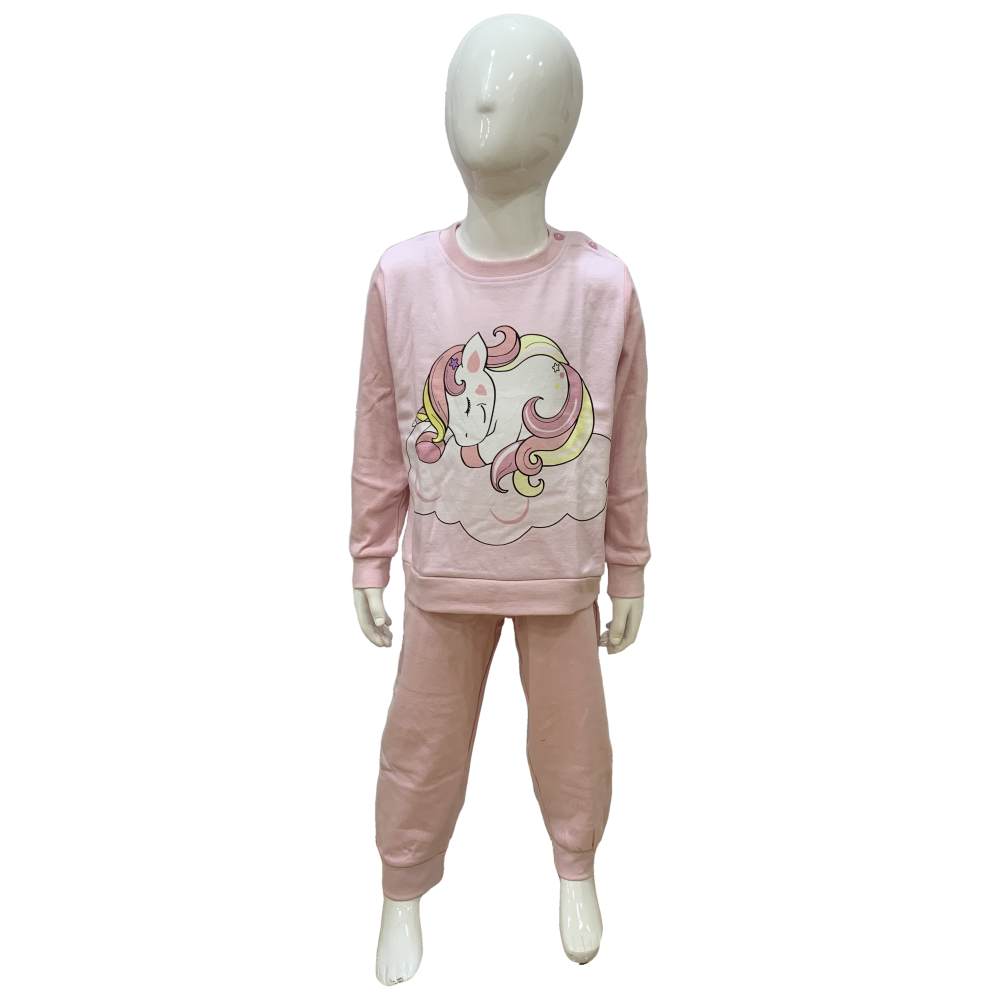 Pigiama Lungo Unicorno T-Shirt Pantalone 100% Cotone Interlock 12/30 Mesi - 1043/r