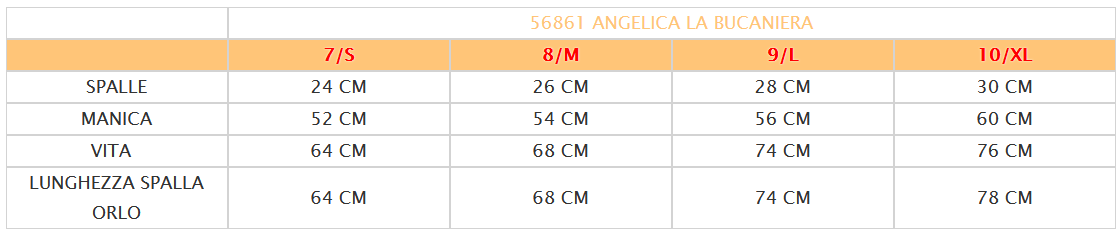 Costume Vestito Abito Travestimento Carnevale Bambina Angelica la Bucaniera Anni 7/10 - 56861