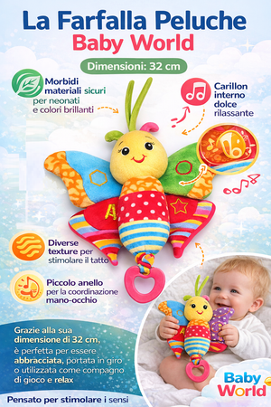 Peluche Farfalla Carion Activity Femminuccia con Giochi Cm.32 Venturelli - 785103/3