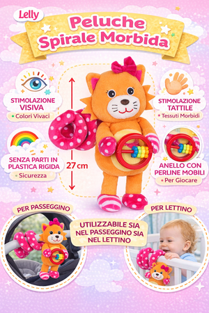 Peluche Leone Activity Femminuccia con Giochi per Carrozzina Cm.27 Venturelli - 785104
