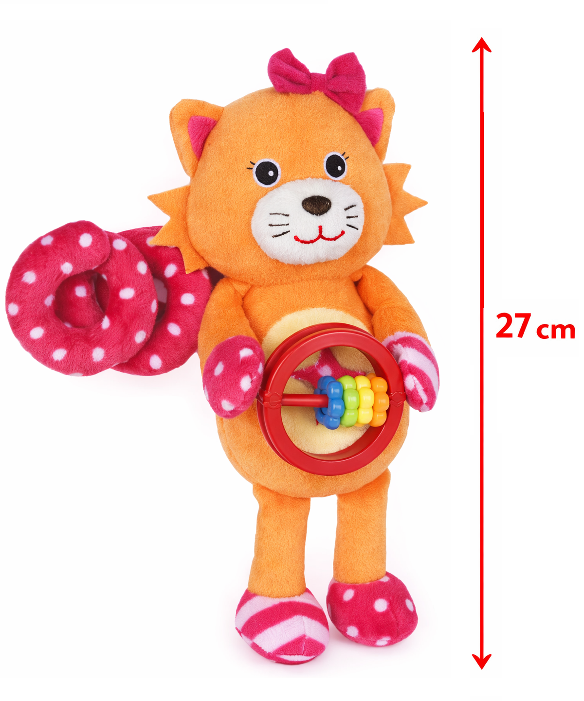 Peluche Leone Activity Femminuccia con Giochi per Carrozzina Cm.27 Venturelli - 785104