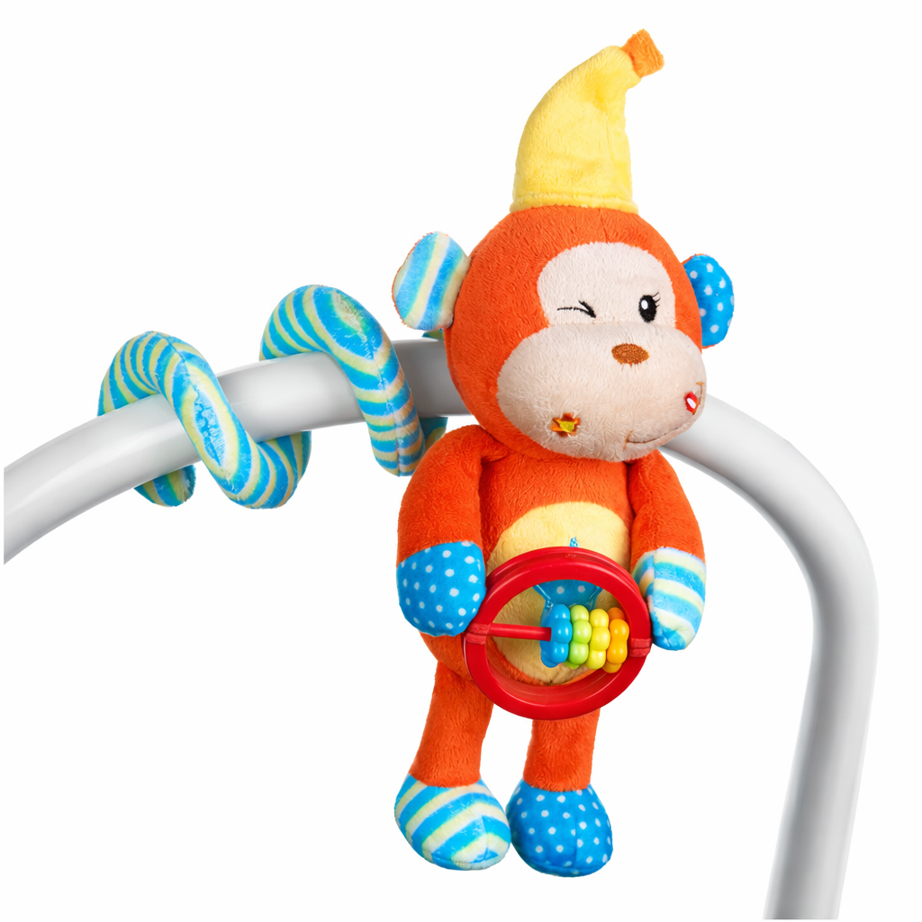 Peluche Scimmia Activity Femminuccia con Giochi per Carrozzina Cm.27 Venturelli - 785104
