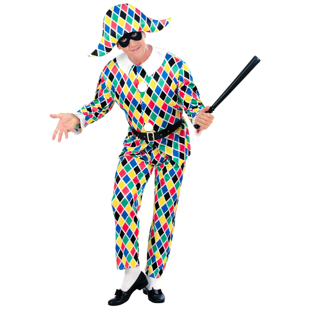 Vestito Carnevale + Accessori Arlecchino Costume Maschera Travestimento (s)