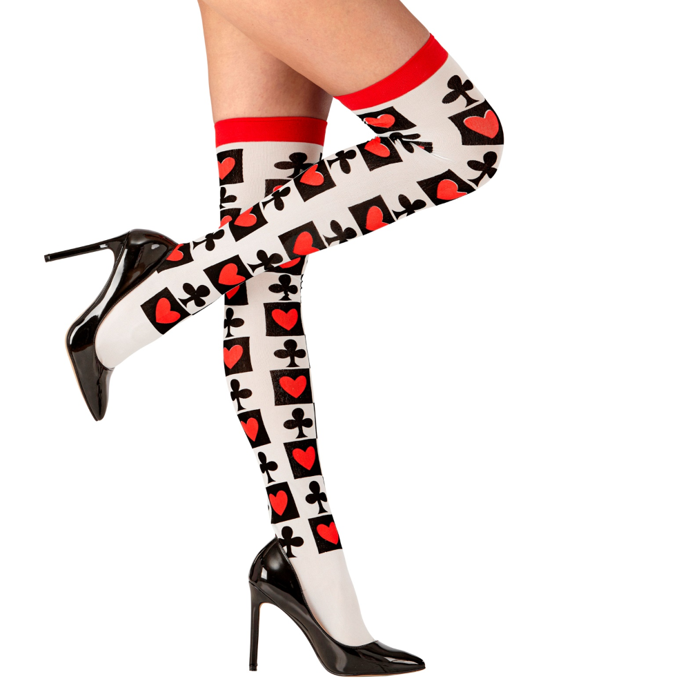 Calze Collant Parigine Carte Poker per Abito Travestimento Vestito Carnevale