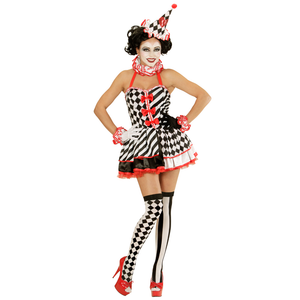 Vestito Carnevale + Accessori Arlecchina Abito Copricapo Scettro Calze 8/10 Anni Travestimento - 1902+1914k+30005