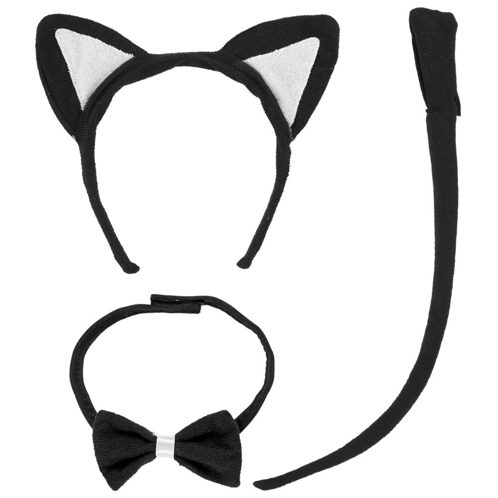 Set Gattina Cerchietto Farfallino Coda Accessori per Abito Vestito Travestimento Carnevale Bambina