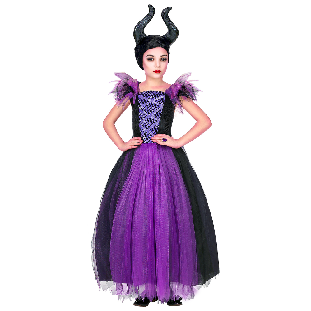 Vestito Carnevale + Accessori Malefica Abito Copricapo e Bastone Magico 14/16 Anni Travestimento - 7024+52815