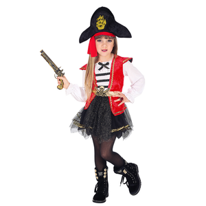 Costume Vestito Abito Travestimento Carnevale Halloween Cosplay Bambina Capitano Pirata - 0698
