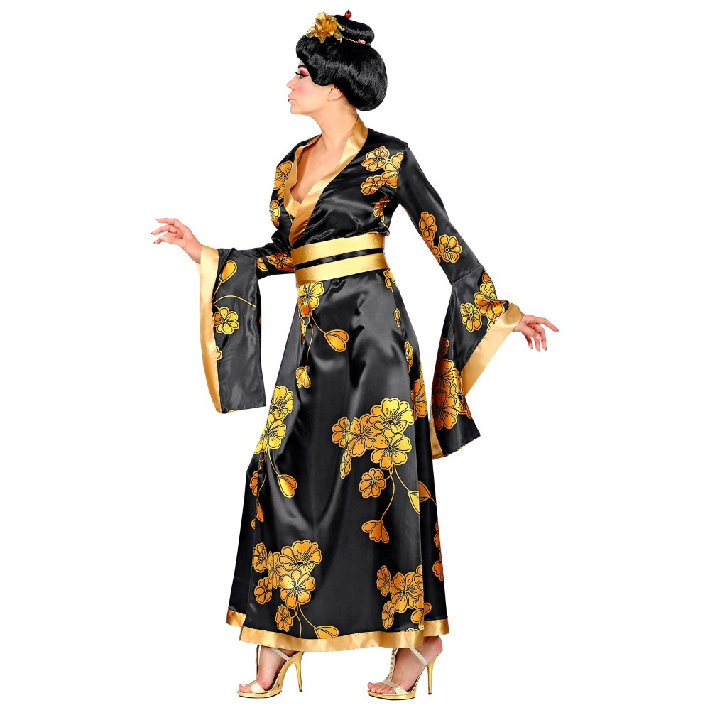 Vestito Carnevale + Accessori Geisha Kimono Parrucca Travestimento Donna L