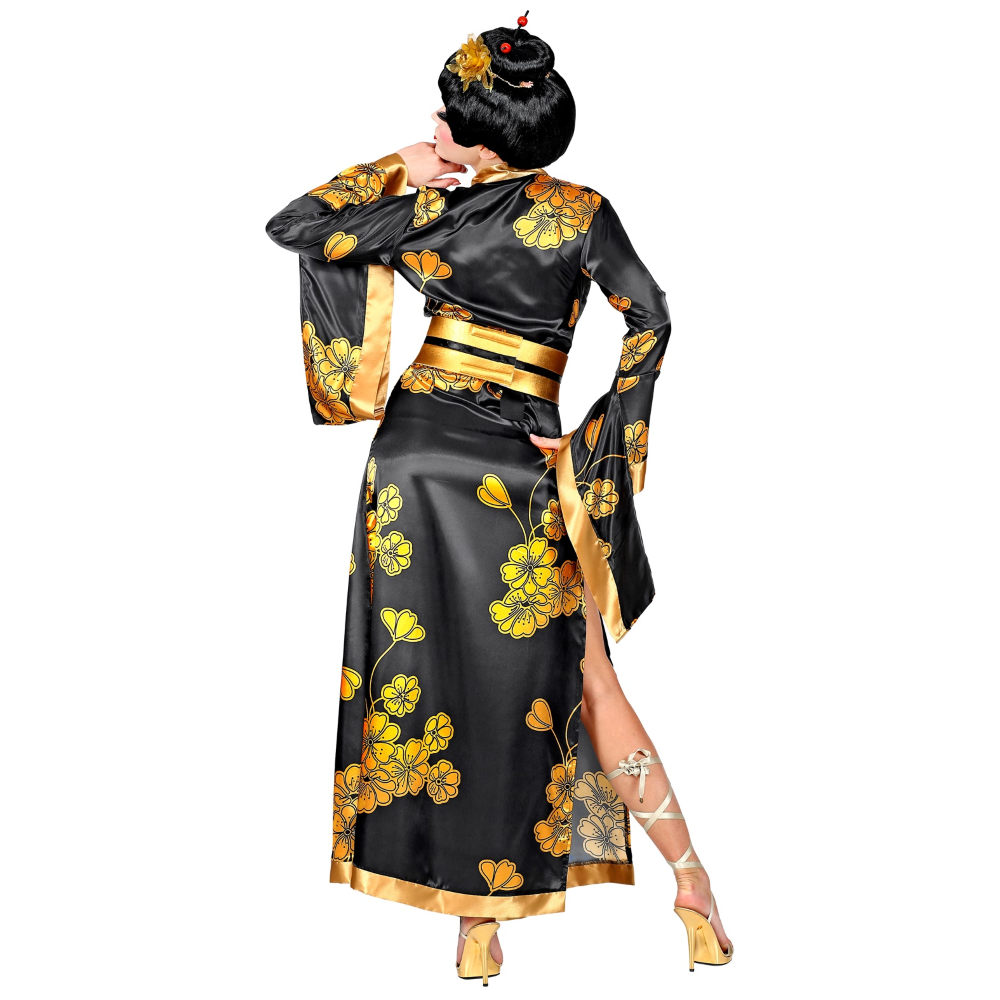 Vestito Carnevale + Accessori Geisha Kimono Parrucca Travestimento Donna S