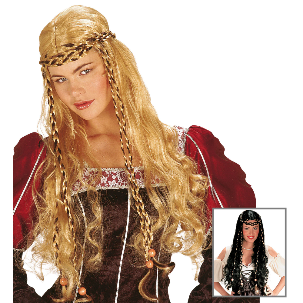 Parrucca Monnalisa con Trecce Accessori per Abito Vestito Travestimento Carnevale - 6143mnera