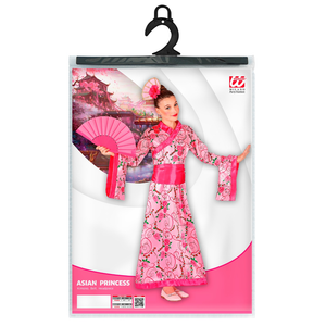 Vestito Carnenale + Accessori Principessa Asiatica Ventaglio Travestimento (11/13 Anni)
