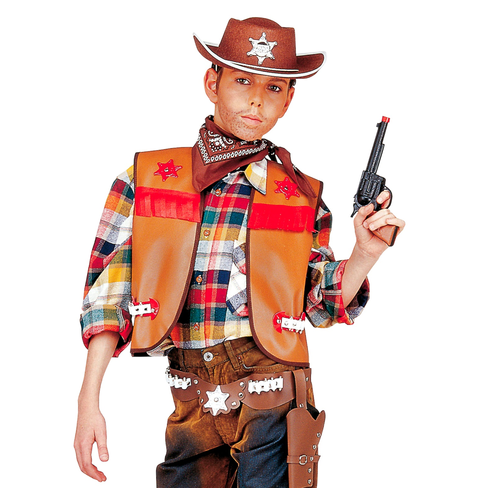 Costume Vestito Abito Travestimento Carnevale Cowboy Gilet Marrone 5/13 Anni - 8492