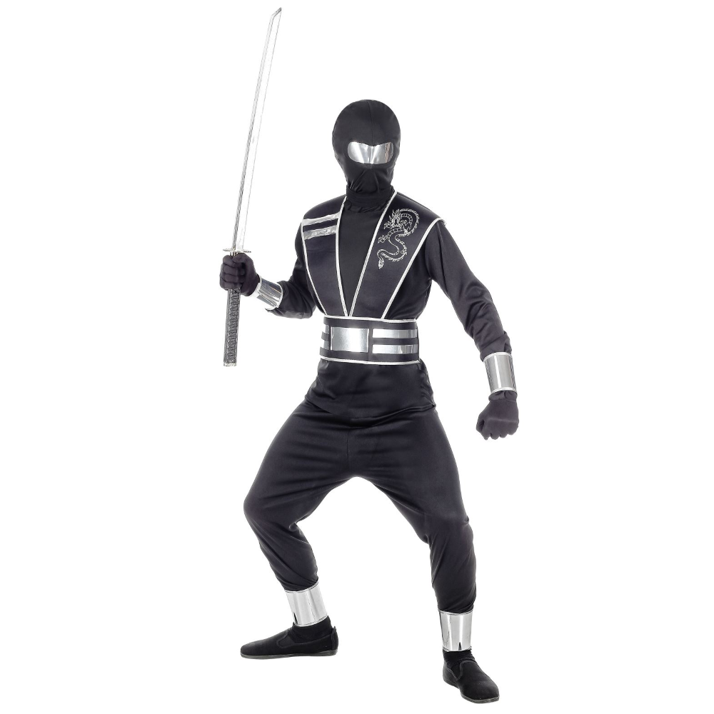 Vestito Carnevale + Accessori Mirror Ninja Costume Spada Sai 5/7 Anni Travestimento - 0011+8711s