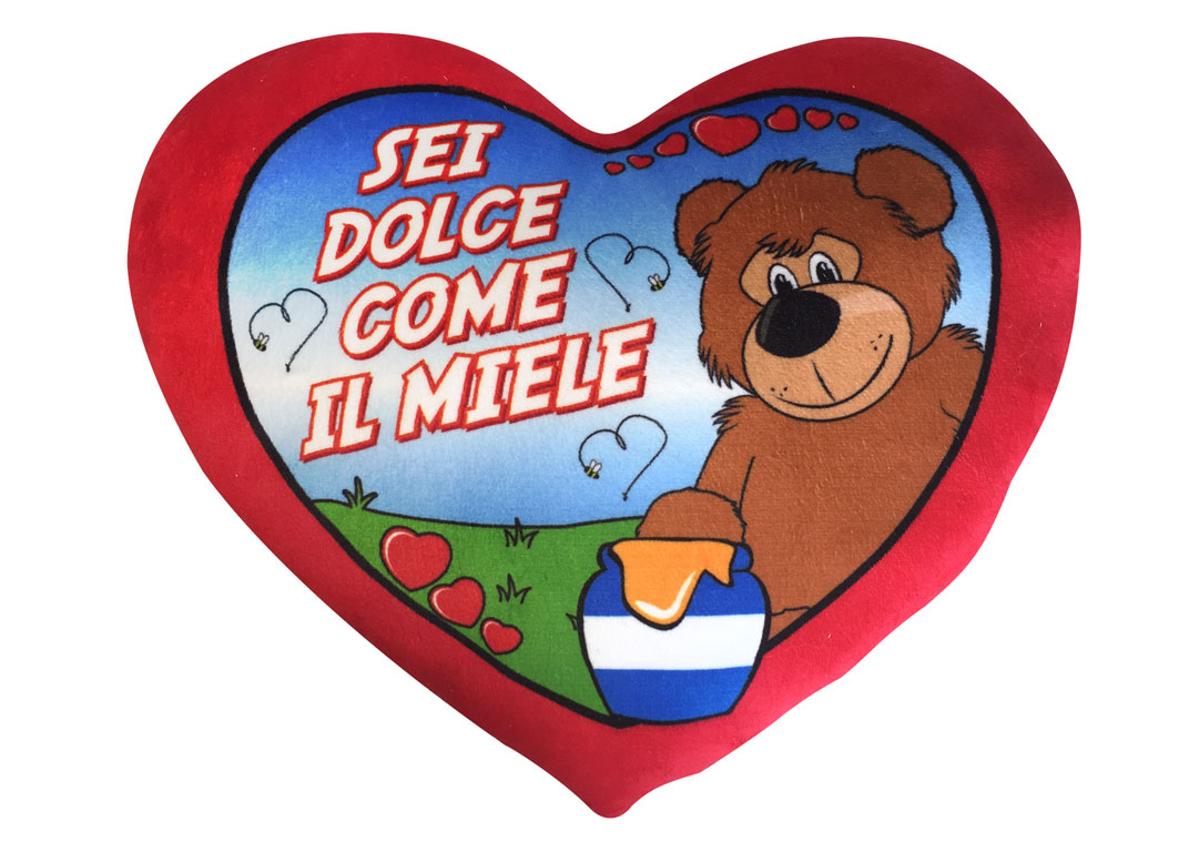 Cuscino a Forma di Cuore "sei Dolce Come il Miele" con Orso Idea Regalo Festa Degli Innamorati