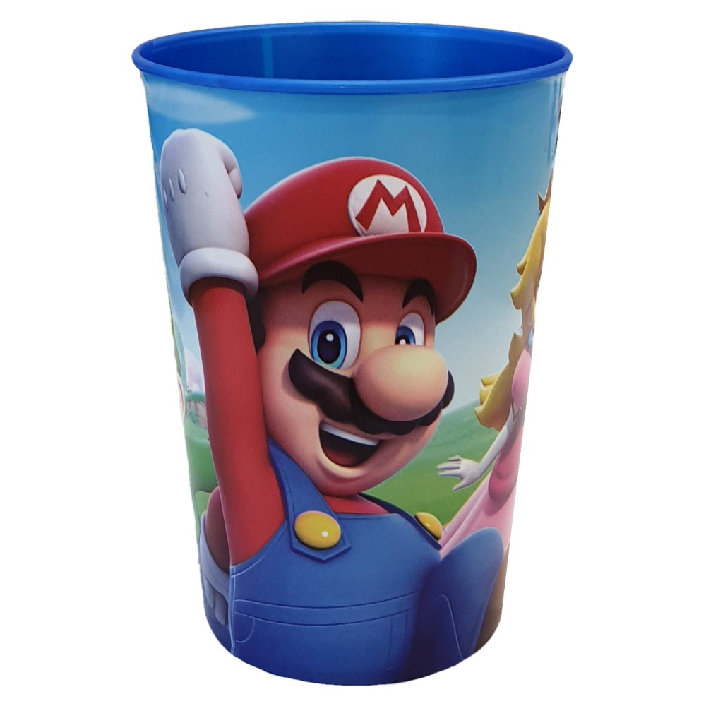 Bicchiere Super Mario Videogioco Luigi Peach Yoshi Toad Plastica Ml.260 Cm. 10x7,5 - St21407