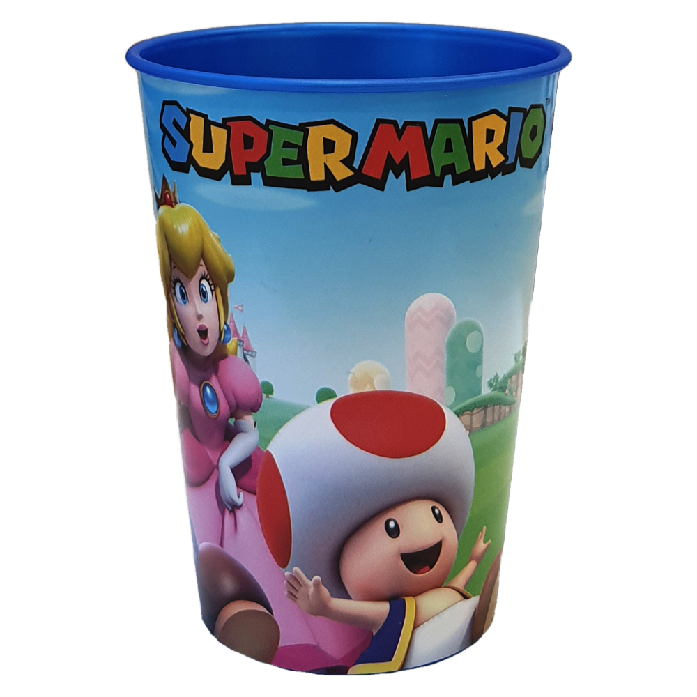 Bicchiere Super Mario Videogioco Luigi Peach Yoshi Toad Plastica Ml.260 Cm. 10x7,5 - St21407