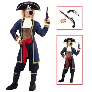 Vestito Carnevale + Accessori Pirata Dei 7 Mari Costume Cappello Pistola 5/7 Anni Travestimento - 5560+04859
