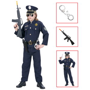 Vestito Carnevale + Accessori Poliziotto Costume Manette Fucile 5/7 Anni Travestimento - 7316+2413d+7084m