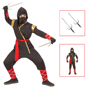 Vestito Carnevale + Accessori Ninja Costume Spada Sai 8/10 Anni Travestimento - 9681+8711s