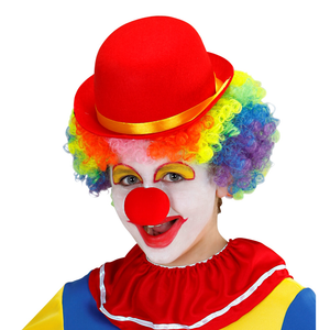 Bombetta Rossa Clown Cappello in Feltro Accessri Abito Vestito Carnevale Bambino - 32631