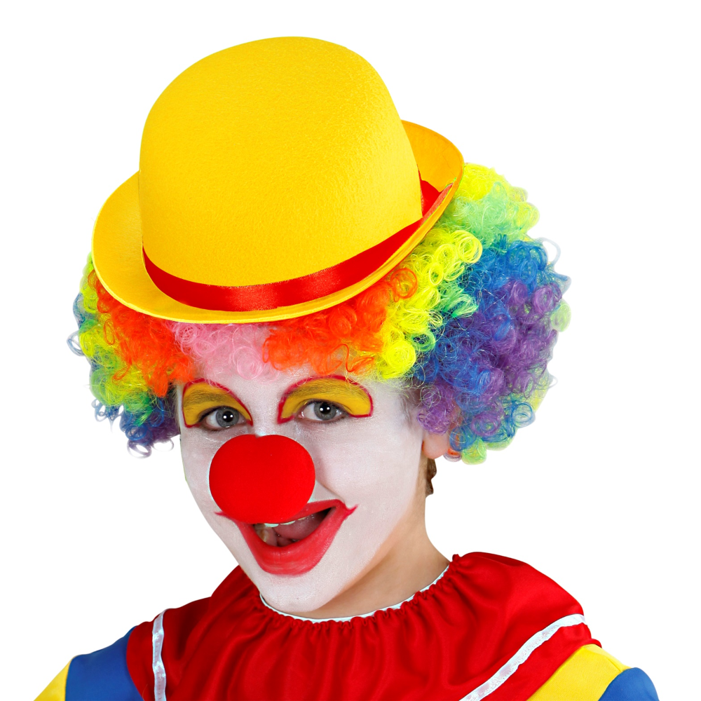 Bombetta Gialla Clown Cappello in Feltro Accessri Abito Vestito Carnevale Bambino - 32632