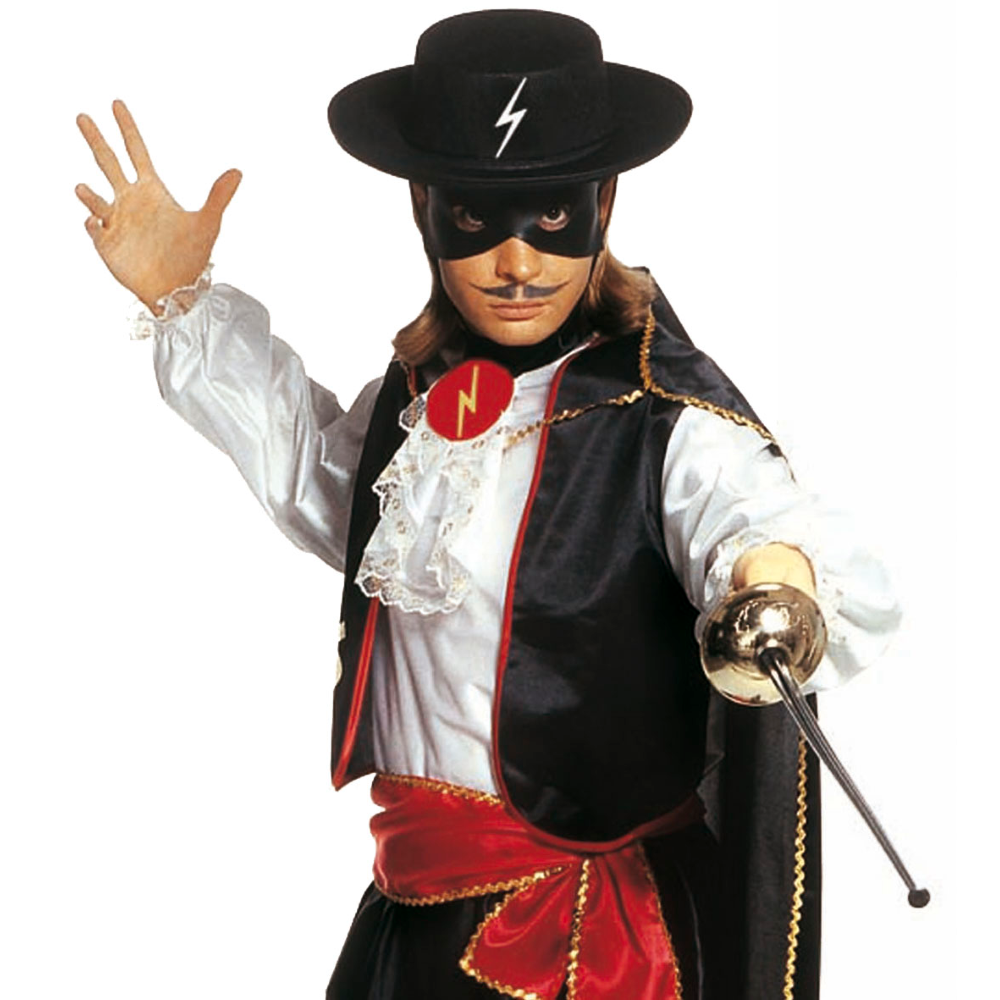 Vestito Carnevale + Accessori Zorro Bandito Mascherato Costume Cappello Fioretto 5/7 Anni Travestimento - 3867+6765z+3411z