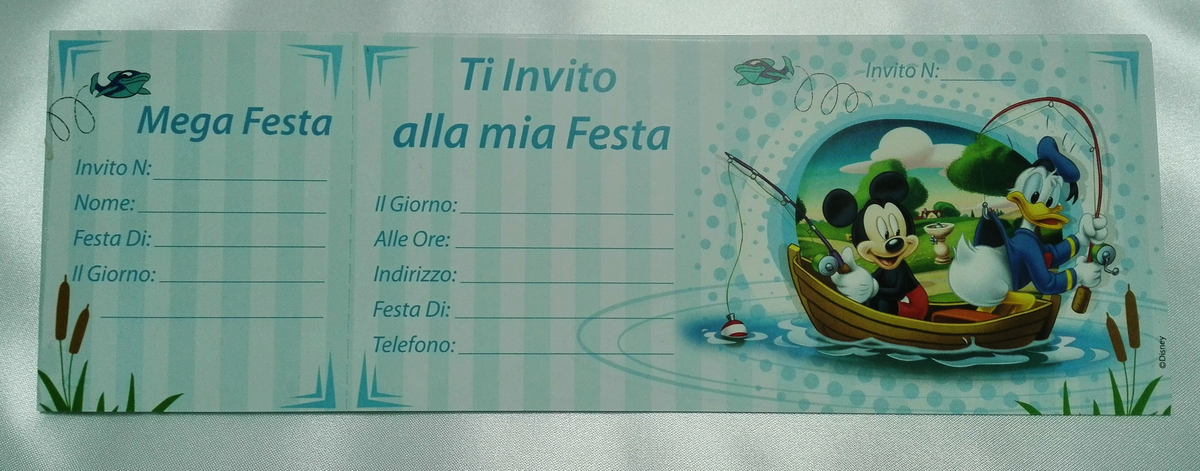Inviti Festa Biglietti Topolino e Paperino DISNEY Barca 15 Pz - 420236