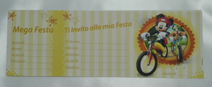 Inviti Festa Biglietti Topolino e Pippo DISNEY Bicicletta 15 Pz - 420236