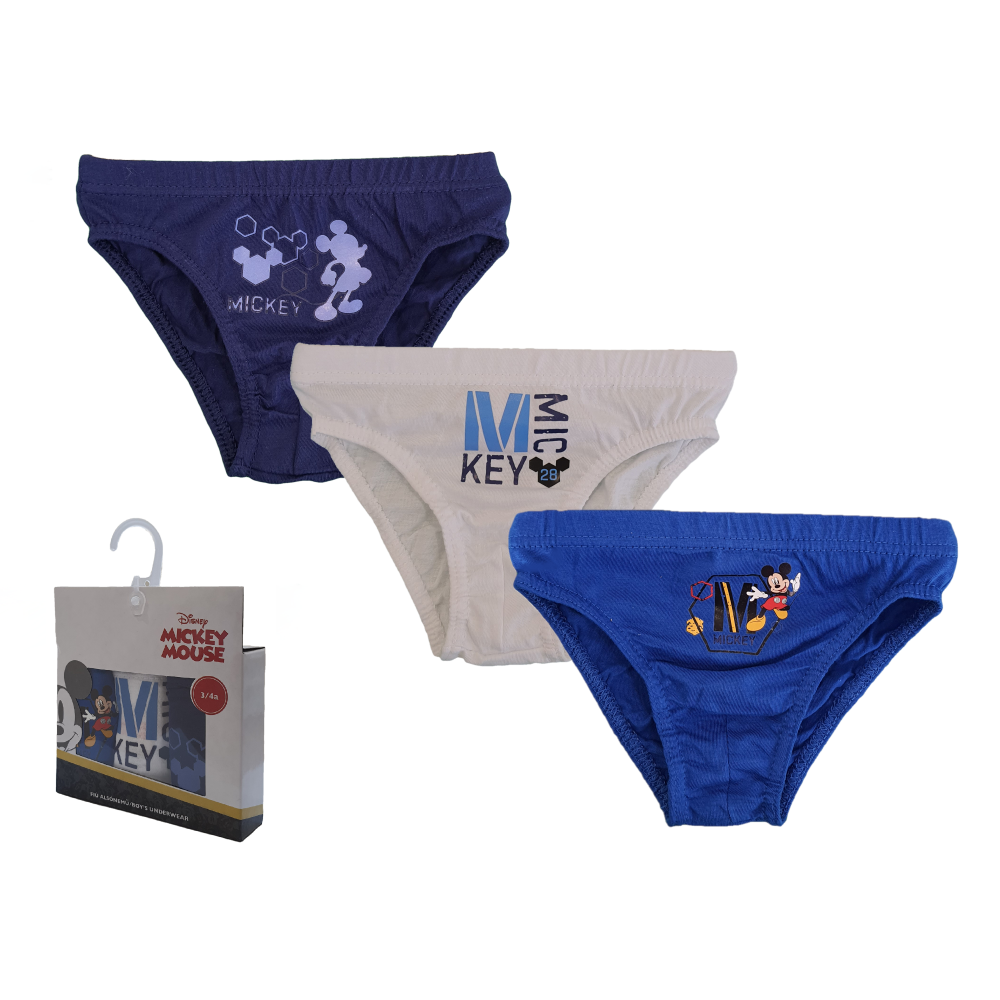 Set 3 Mutandine Mickey Mouse DISNEY Topolino Slip 100% Cotone 2/6 Anni Bambino- Mic1505