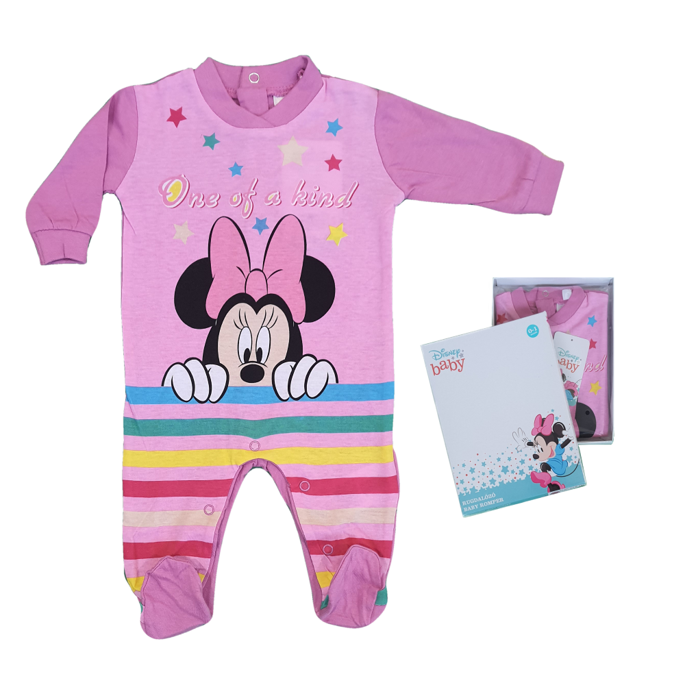 Tutina Lunga con Piedini Minnie Mouse DISNEY 100% Cotone 0/6 Mesi - Min1610/3