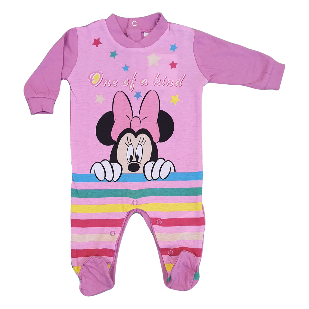 Tutina Lunga con Piedini Minnie Mouse DISNEY 100% Cotone 0/6 Mesi - Min1610/3