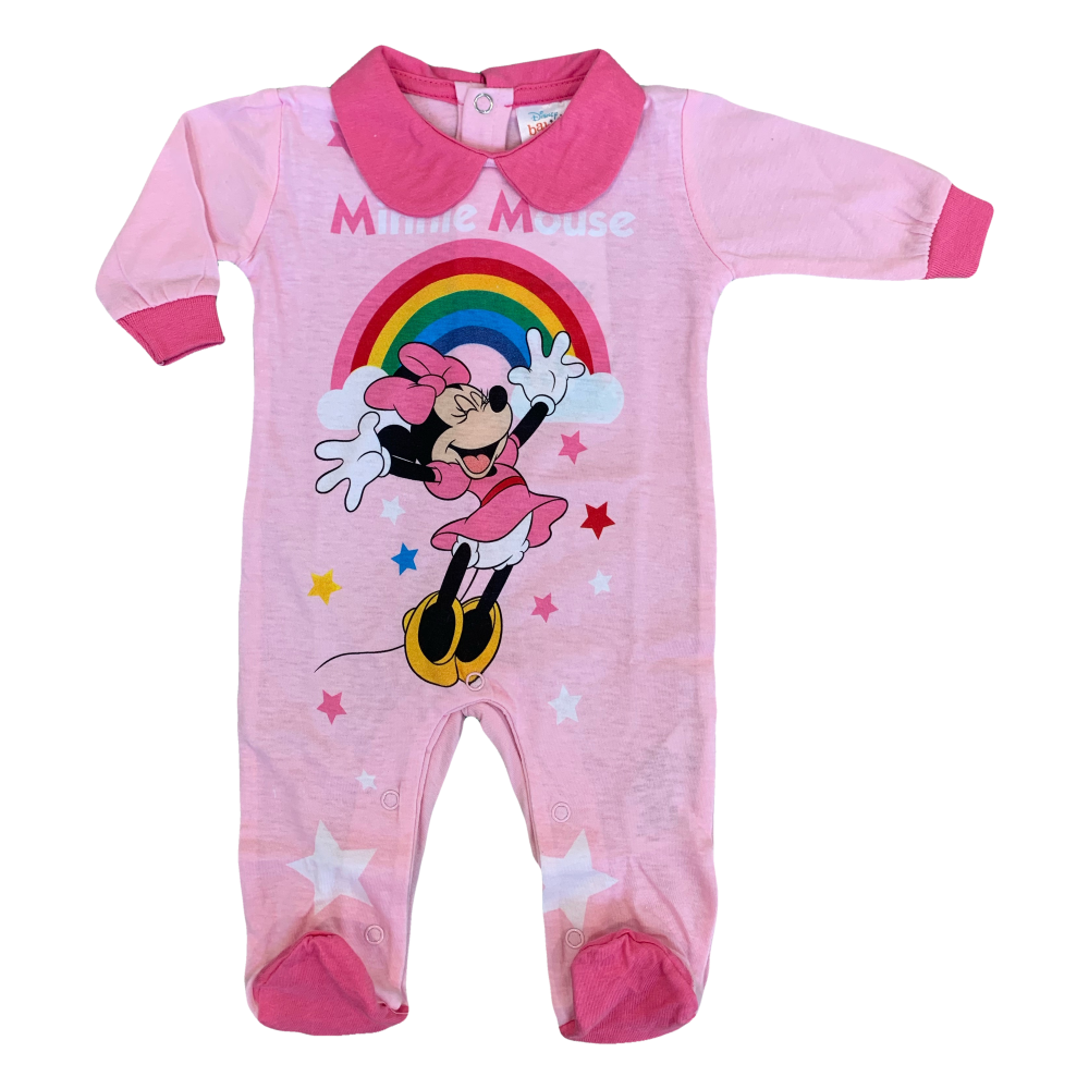 Tutina Lunga con Piedini Minnie Mouse DISNEY 100% Cotone 0/6 Mesi - Min1610/6