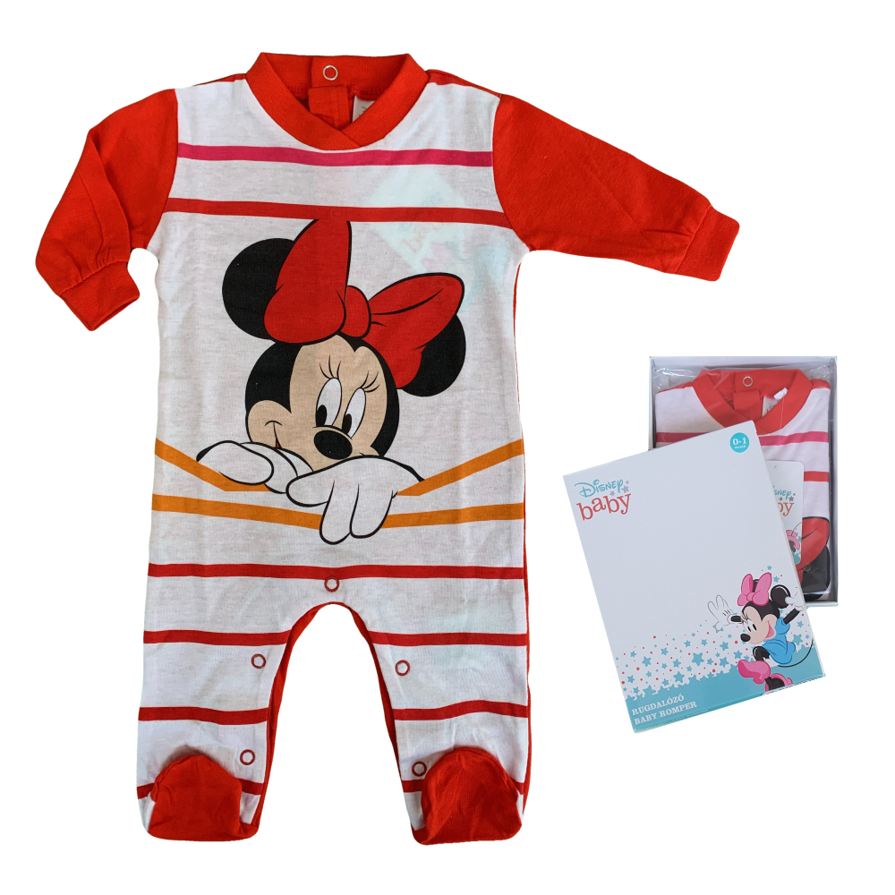 Tutina Lunga con Piedini Minnie Mouse DISNEY 100% Cotone 0/6 Mesi - Min1610/1