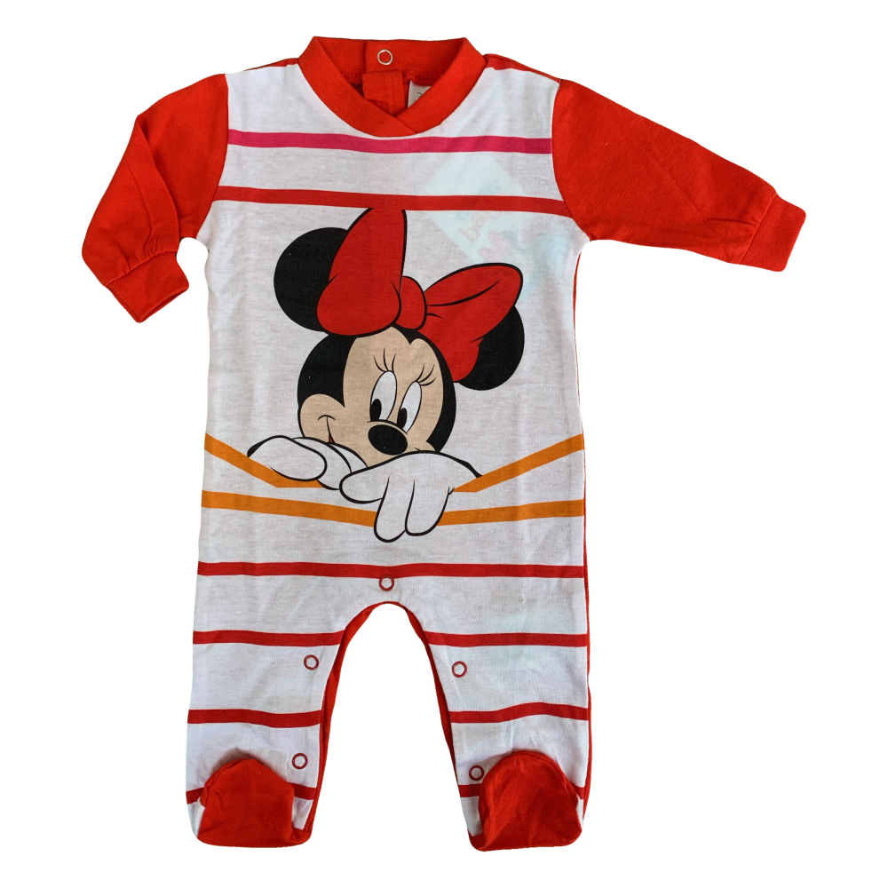 Tutina Lunga con Piedini Minnie Mouse DISNEY 100% Cotone 0/6 Mesi - Min1610/1