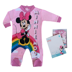 Tutina Lunga con Piedini Minnie Mouse DISNEY 100% Cotone 0/6 Mesi - Min1610/2