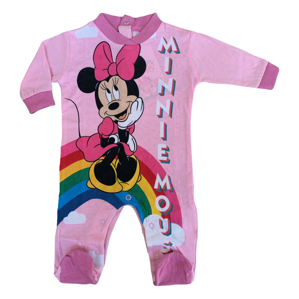 Tutina Lunga con Piedini Minnie Mouse DISNEY 100% Cotone 0/6 Mesi - Min1610/2