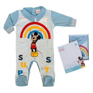 Tutina Lunga con Piedini Mickey Mouse DISNEY Topolino 100% Cotone 0/6 Mesi - Mic1609/6