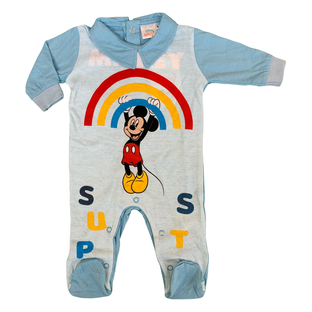Tutina Lunga con Piedini Mickey Mouse DISNEY Topolino 100% Cotone 0/6 Mesi - Mic1609/6