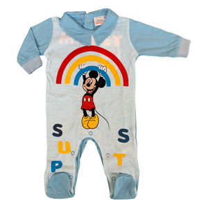 Tutina Lunga con Piedini Mickey Mouse DISNEY Topolino 100% Cotone 0/6 Mesi - Mic1609/6